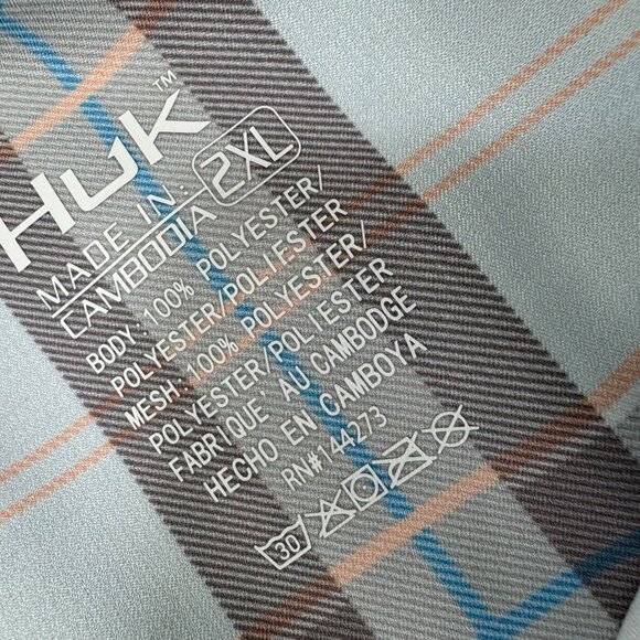 Huk Fishing Performance Shirt Mens 2XL XXL Button Down Vented Short Sleeve - Picture 2 of 7